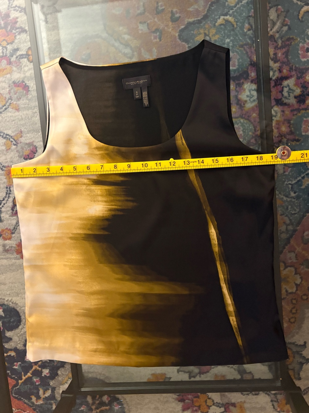 Donna Karan Black and Gold Abstract Scoop Neck Camisole Tank, Small (EUC) - Picture 4 of 8
